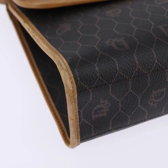 Christian Dior Honeycomb Canvas Bag PVC 2way Black Brown gold Auth bs30244 - Picture 4 of 16